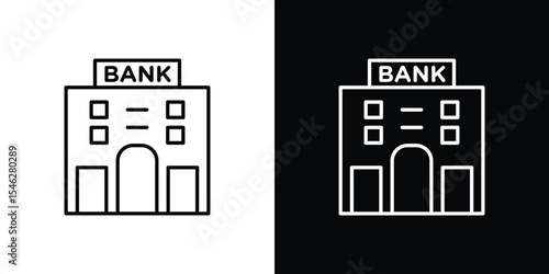 Bank building icon in black. flat graphic vector icon