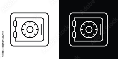 Bank vault icon in black. flat graphic vector icon