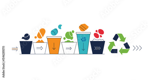 Effective Recycling Process and Management Waste Reduction and Environmental Protection Illustration For Company