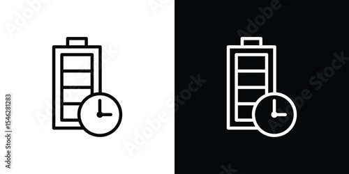 Battery time icon in black. flat graphic vector icon
