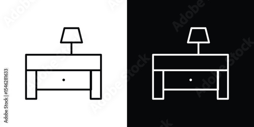 Bedside table icon in black. flat graphic vector icon