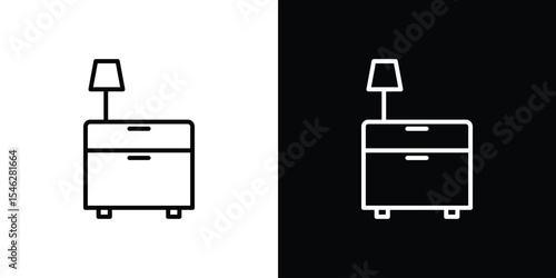 Bedside table icon in black. flat graphic vector icon