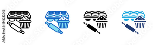 Muffin Tin icon Multi Style Vector Illustration 