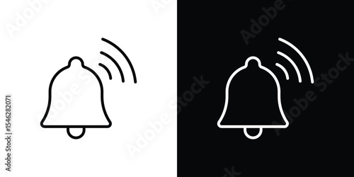 Bell ring icon in black. flat graphic vector icon