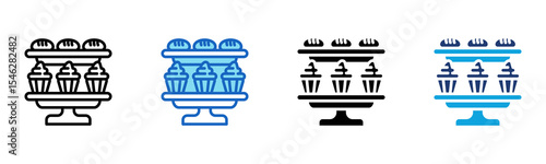 Cupcake Stand icon Multi Style Vector Illustration 