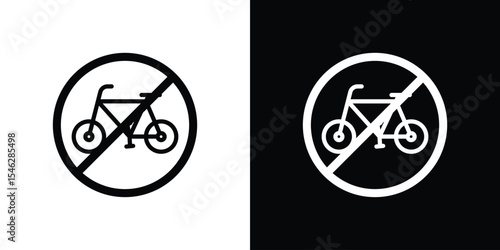 Bicycle prohibition signs in black. flat graphic vector icon