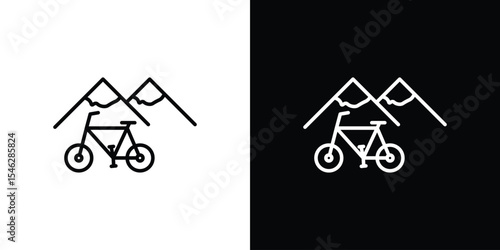 Biking mountain icon in black. flat graphic vector icon