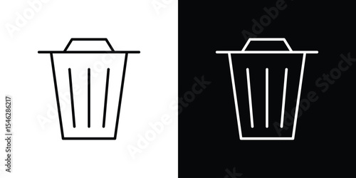 Bin icon in black. flat graphic vector icon