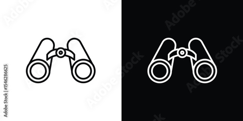 Binoculars icon in black. flat graphic vector icon