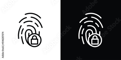 Biometric security icon in black. flat graphic vector icon