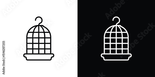 Bird cage icon in black. flat graphic vector icon
