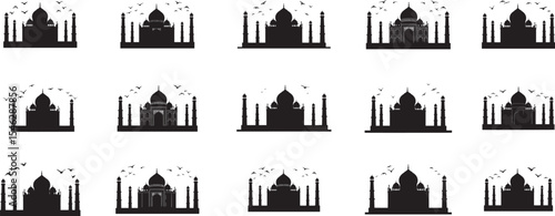 Taj mahal silhouette vector graphic india landmark architecture travel destination seamless pattern art design