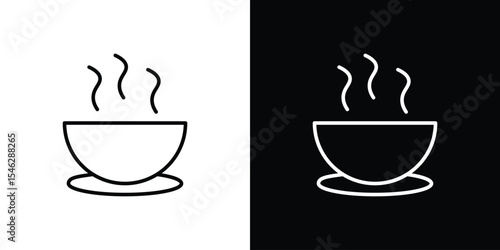 Bowl of soup icon in black. flat graphic vector icon