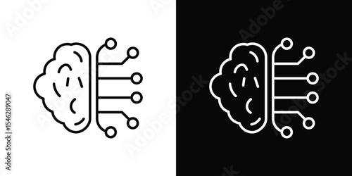 Brain circuit icon in black. flat graphic vector icon
