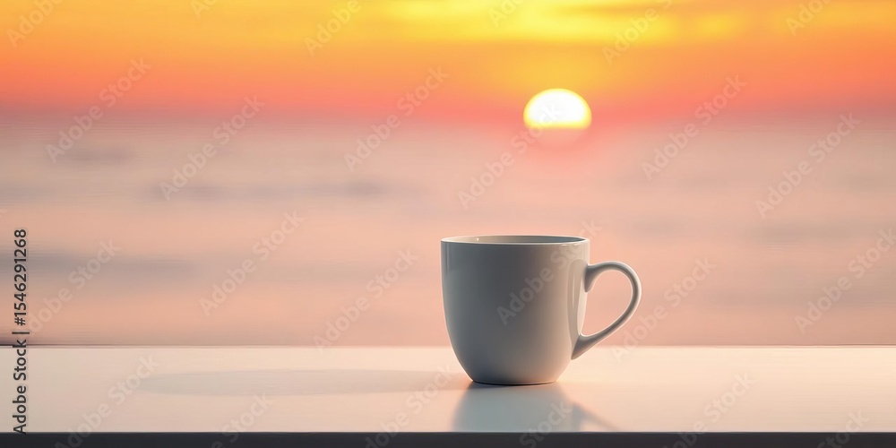 Pastel sunset backdrop, minimalist coffee cup mockup, abstract, illustration Pastel sunset backdrop, minimalist coffee cup mockup, abstract, illustration