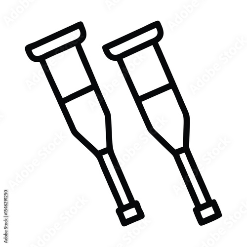 Crutches Icon Simple Illustration Crutches Vector Stock Vector