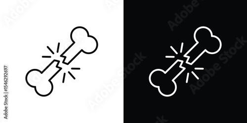 Broken bone icon in black. flat graphic vector icon