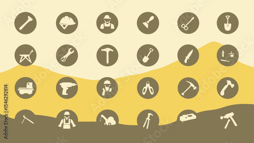 Labor line editable icon set. Contains icons related to labor, construction, labour day, renovation, and more. Vector illustration. make 30 vectors on one image