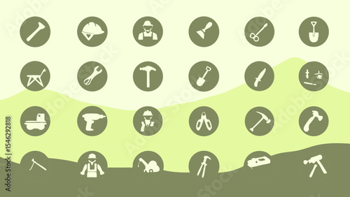 Labor line editable icon set. Contains icons related to labor, construction, labour day, renovation, and more. Vector illustration. make 30 vectors on one image