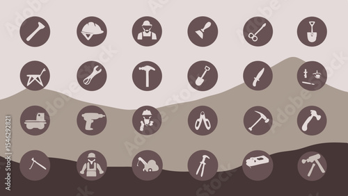 Labor line editable icon set. Contains icons related to labor, construction, labour day, renovation, and more. Vector illustration. make 30 vectors on one image