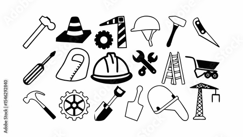 Labor line editable icon set. Contains icons related to labor, construction, labour day, renovation, and more. Vector illustration. make 30 vectors on one image