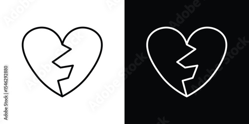 Broken heart icon in black. flat graphic vector icon