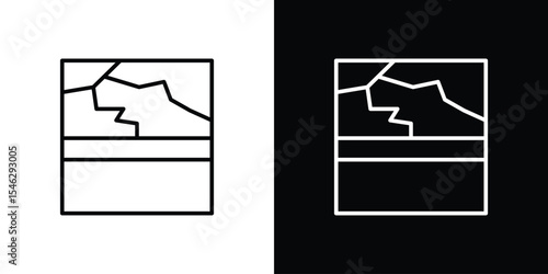 Broken window icon in black. flat graphic vector icon