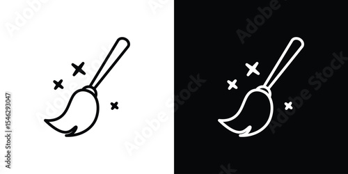 Broom icon in black. flat graphic vector icon