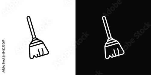Broom icon in black. flat graphic vector icon