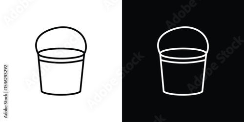 Bucket icon in black. flat graphic vector icon