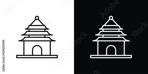 Buddhist temple icon in black. flat graphic vector icon