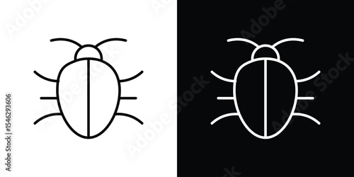 Bug icon in black. flat graphic vector icon
