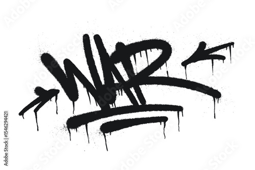 Powerful Graffiti Art WAR Bold Black Spray Paint Design