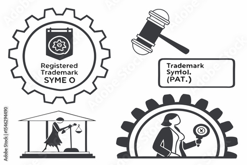Trademark patent and legal symbols in black and white