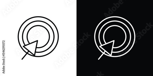 Bullseye pointer icon in black. flat graphic vector icon