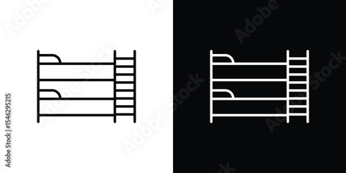 Bunk bed icon in black. flat graphic vector icon