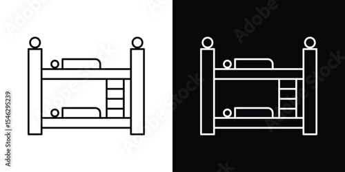 Bunk bed icon in black. flat graphic vector icon