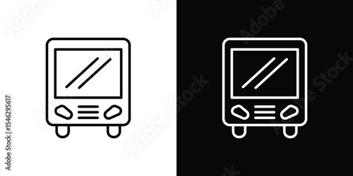 Bus icon in black. flat graphic vector icon