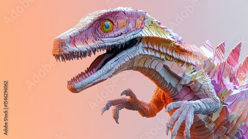 voxel velociraptor vivisections, hyperfine detail, clean lines, pastels, diagrammatic
