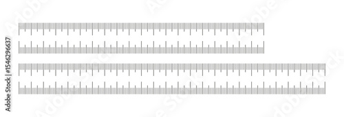 Measuring chart collection with 20, 25 centimeters. Set of rulers scale without numbers. Length measurement math, distance, height, sewing tool, template. Thin graphic outline illustration.
