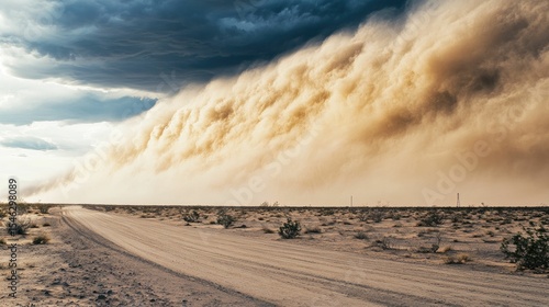 Desert road dust storm powerful nature scene