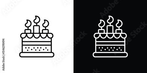 Cake icon in black. flat graphic vector icon