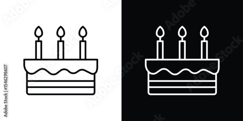 Cake icon in black. flat graphic vector icon