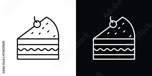 Cake piece icon in black. flat graphic vector icon