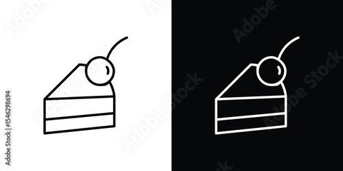 Cake piece icon in black. flat graphic vector icon