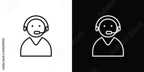 Callcenter icon in black. flat graphic vector icon