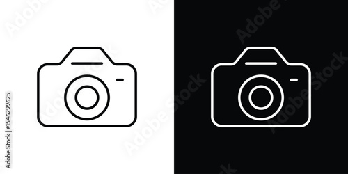 Camera icon in black. flat graphic vector icon