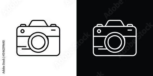 Camera icon in black. flat graphic vector icon