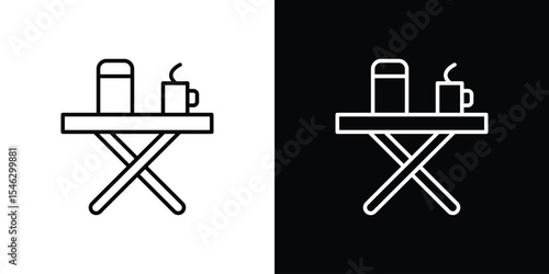 Camp table icon in black. flat graphic vector icon