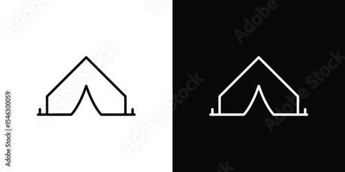 Camping icon in black. flat graphic vector icon